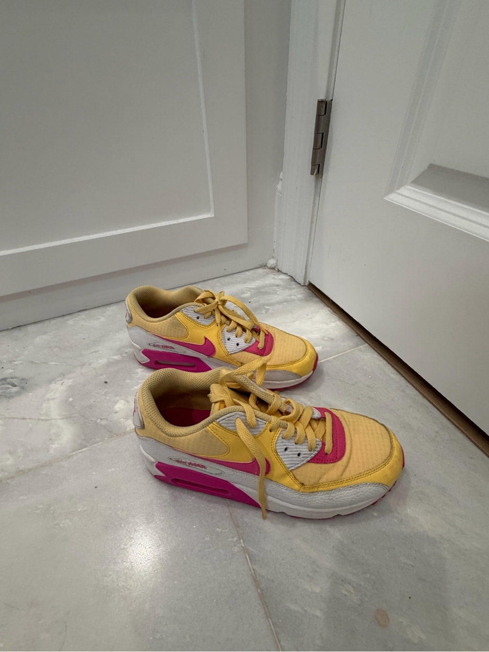 Nike Air Max 90 womens Yellow and Pink Swoosh Sneakers